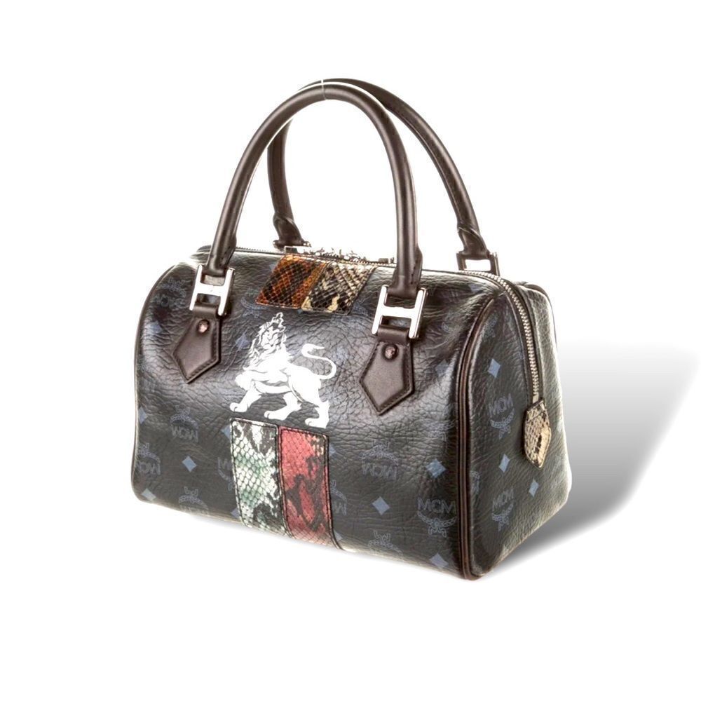 MCM Visetos Python Lion Princess Boston Top Handle Bag - Picture 7 of 13